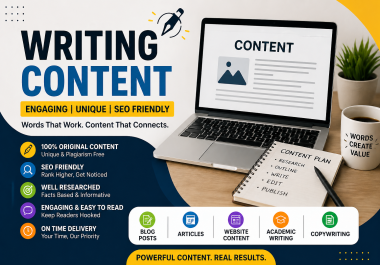 I Will Deliver Professional SEO Content Writing for Blogs,  Websites & Articles