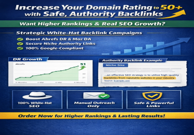 Increase Your Domain Rating to 50+ with Safe,  Authority Backlinks