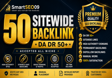 50 Premium Sitewide Backlinks from High Authority DA DR 50+ Websites Fast Google Rankings