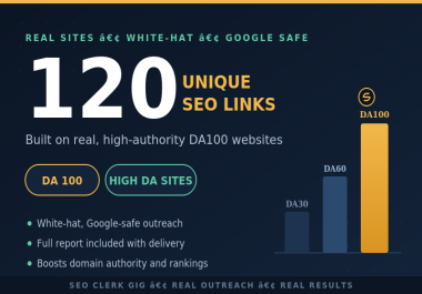 I Will Build 120 Unique High DA100 SEO Links For Website Ranking