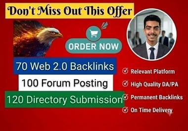 Will Submit Manual 290 High-Quality Web2.0,  Forum Posting,  & Directory Submission SEO Backlinks.
