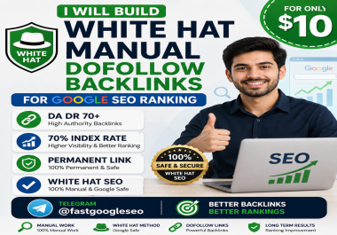 I will build white hat manual dofollow backlinks for Google SEO ranking