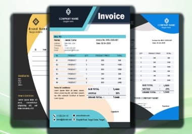 Create Professional Invoice,  Letterhead and Receipt Design