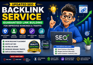 Updated SEO Backlink Service - Guaranteed Link Building for Improved Rankings,  Traffic