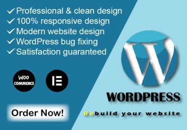 You will get WordPress website design,  redesign,  clone,  revamp,  or a bug fix
