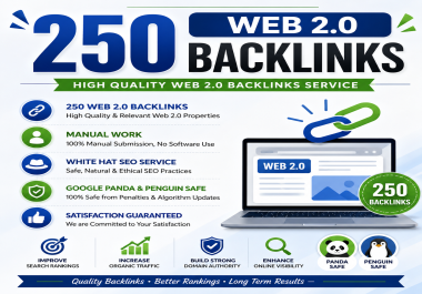 I will create 250 high quality web 2.0 backlinks manually for SEO ranking