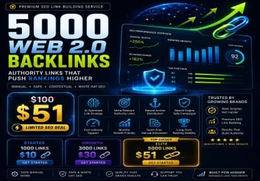 I Will Build 5000 High Authority Web 2.0 Backlinks With Manual White Hat SEO