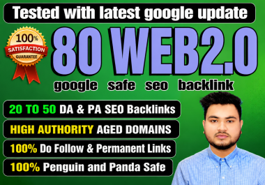 I will do Provide 80 Permanent WEB2.0 Backlinks With High DA PA TF CF Dofollow backLinks