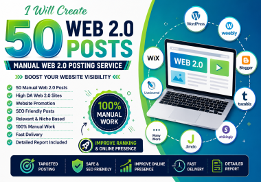 I Will Create 50 Manual Web 2.0 Posts for Website Promotion