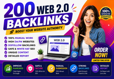 get 200 powerful web 2.0 backlinks from high DA DR platforms