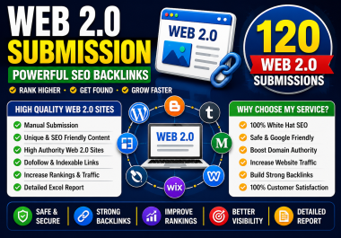 Get high quality 120 WEB 2.0 power full backlinks