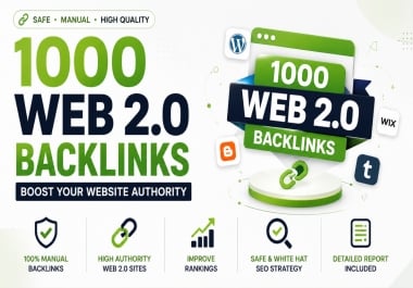1000 Manual Web 2.0 Backlinks with Unique Content