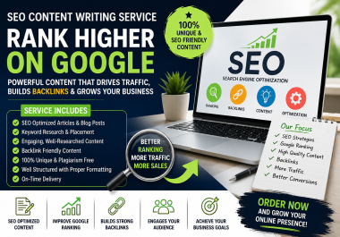 I Will Write SEO-Optimized Content That Improves Google Ranking and Builds Backlinks