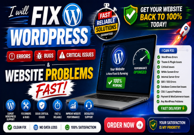 I will fix wordpress errors,  bugs,  critical issues and website problems fast