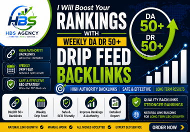 I Will Boost Your Rankings with Weekly DA DR 50+ Drip Feed Backlinks
