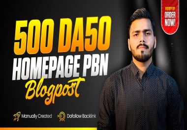 Manually Publish 500 PBN Blogpost Homepage on DA 50+ Domains With Dofollow Backlinks