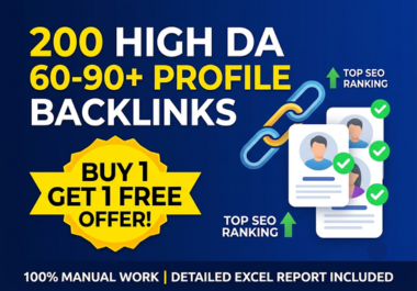 I Will Create 110 High DA 80-90 Manual Profile Backlinks for Top SEO Ranking