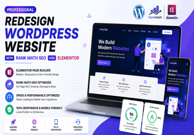 Redesign WordPress website with Rank Math SEO and Elementor