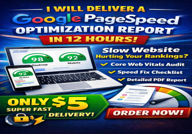 I will deliver a comprehensive Google PageSpeed Optimization Report for your website in 12 hours