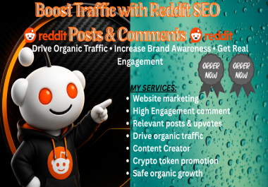 I will create reddit seo post and comment to boost your ecommerce,  saas,  ai,  website and brand