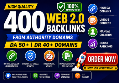 Get 400 High Quality Web 2.0 Backlinks From Authority Domains