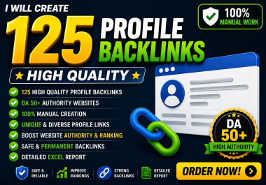 I will create 125 Profile Backlinks High Quality