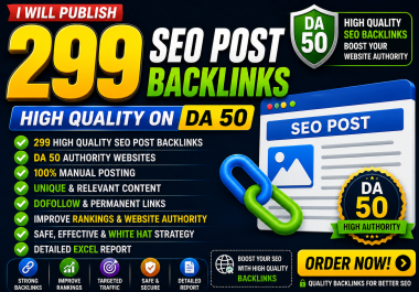 I will Publish 299 SEO Post Backlinks High Quality On DA 50