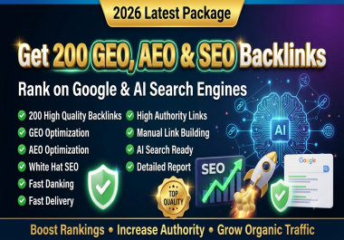 Get 200 GEO,  AEO and SEO Backlinks to Rank on Google and AI Search Engines