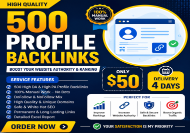 I Will Build 500 High DA Manual Profile Backlinks for Better SEO Rankings