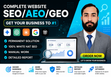 Complete Monthly SEO,  GEO and AEO Optimization Service to Rank on Google and AI Search Engines