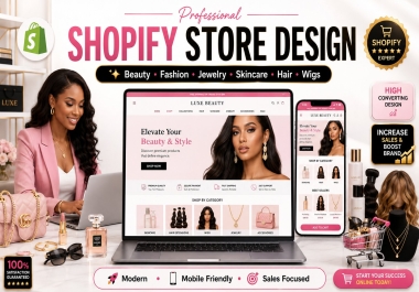 I Will Design a Shopify Beauty,  Fashion,  Jewelry,  Skincare,  Hair,  or Wig Store