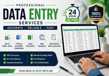 I will do accurate data entry,  PDF to Word,  Excel data entry,  copy paste and web research
