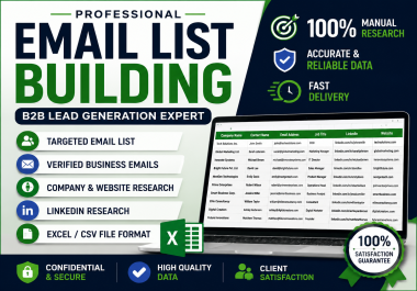 I Will Build a Targeted Email List with Company Name,  Email,  LinkedIn and Website