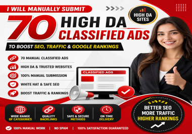 I Will Manually Submit 70 High DA Classified Ads to Boost SEO,  Traffic & Google Rankings