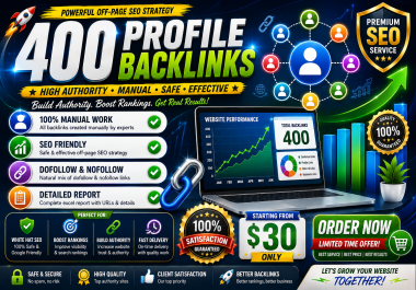 I Will Create 400 High Quality Manual Profile Backlinks for Off Page SEO