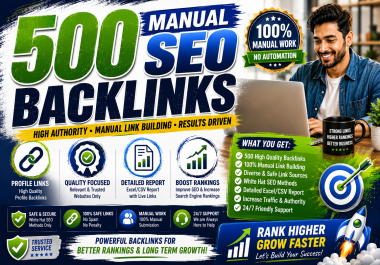 I Will Create 500 High Quality Manual SEO Backlinks for Off Page SEO