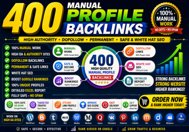 I Will Create 400 High Quality Manual Profile Backlinks for Off Page SEO