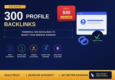I will do High DA Profile Backlinks 300 Manual SEO Backlinks DA 30-70+