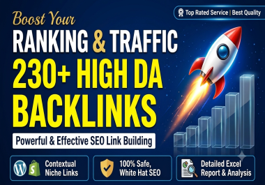Improve your rank with 230+ with Top DA Backlinks