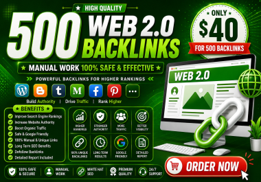 I will build 500 high quality Web 2.0 backlinks manually for SEO
