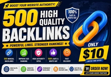 I will create 500 permanent backlinks to help increase website's authority,  search engine presence.