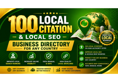 I will create 100 Local Citation and business directory for any country