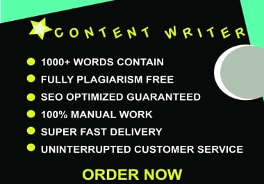 Professional 500+ words content writing fully SEO friendly and Plagiarism free