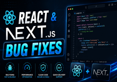 I will fix bugs or add custom features in React,  Next. js,  Nodejs,  or Tailwind fast