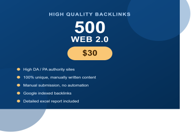 I will create 500 high quality web 2.0 backlinks for Rank