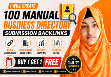 I will create 100 manual business directory submission backlinks