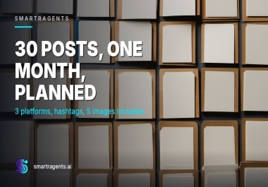 30 Day Content Calendar for Instagram,  LinkedIn and Facebook