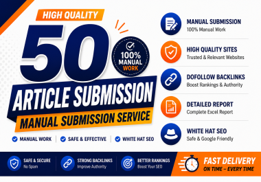 50 Article Submission Dofollow DA 50+ Unqiue Backlinks