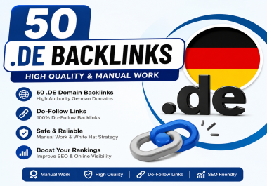 Boost your website's online presence with 50. DE backlinks