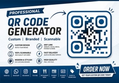 I will create professional customized QR code designs for business,  branding and cards